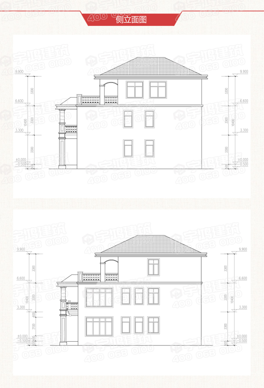 117平小開間三層歐式農(nóng)村別墅設計圖紙