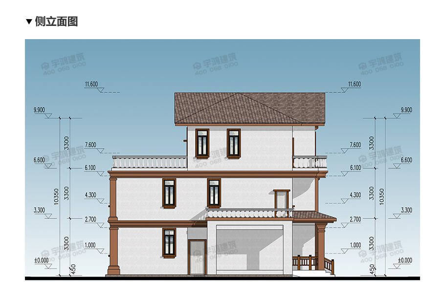 10x13米帶車庫書房鄉(xiāng)村別墅設(shè)計圖紙