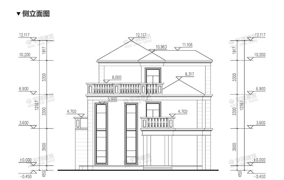 12x13米復式帶衣帽間農(nóng)村別墅設計圖紙