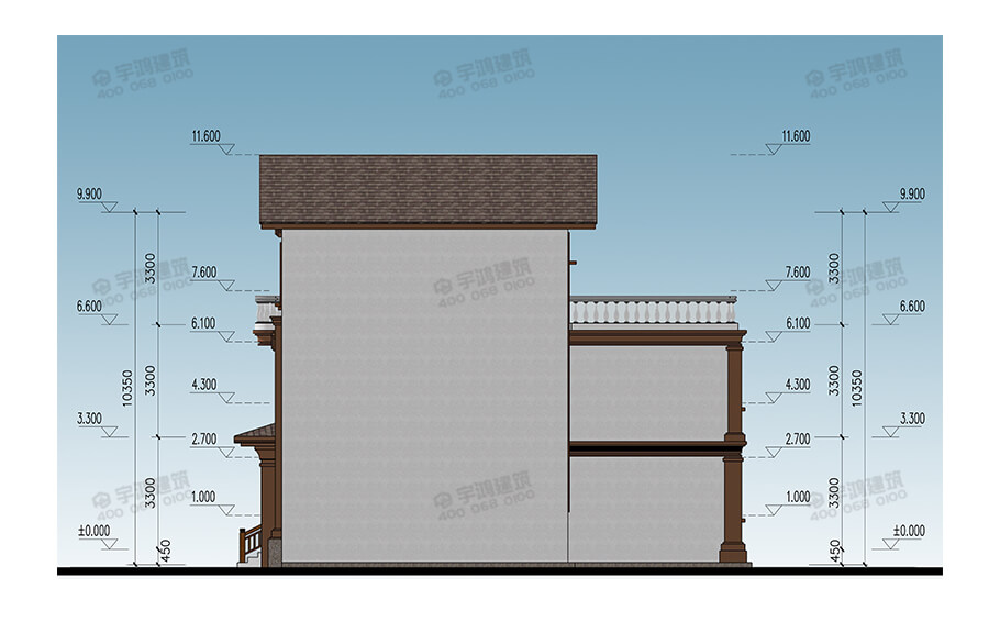 10x13米帶車庫書房鄉(xiāng)村別墅設(shè)計圖紙