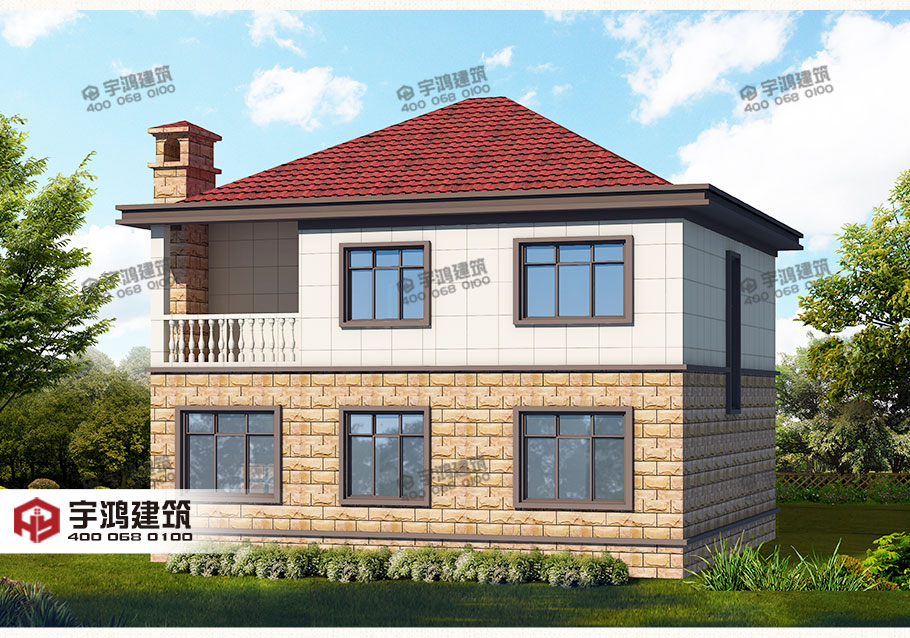 129平舒適二層美式農村別墅設計圖紙