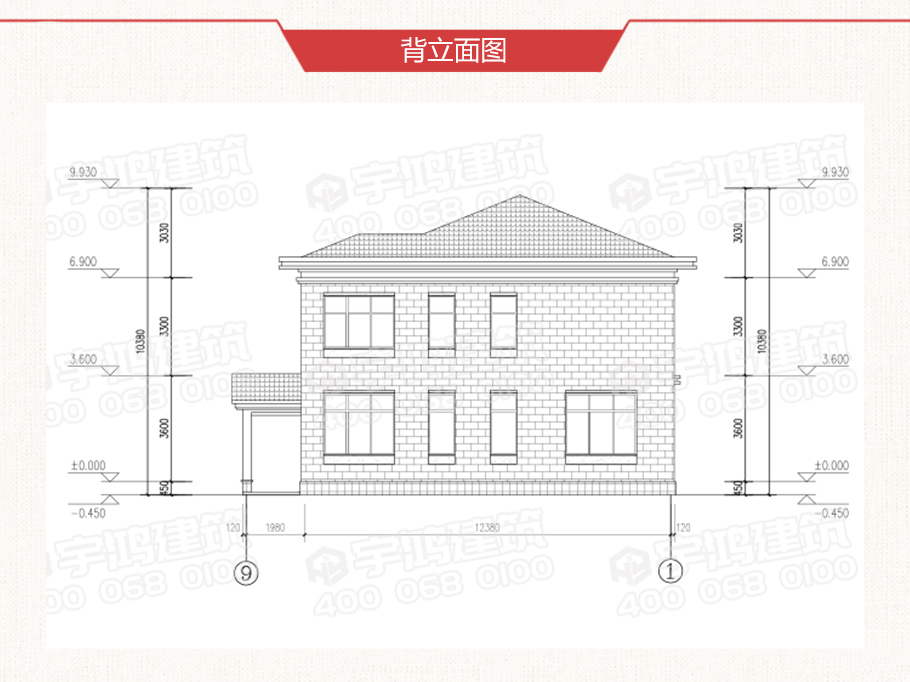 美式兩層帶玄關車庫農村自建房設計圖紙