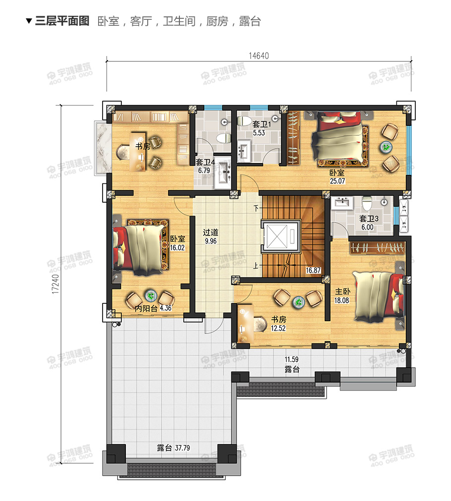 233平新中式四層農(nóng)村別墅設(shè)計圖紙