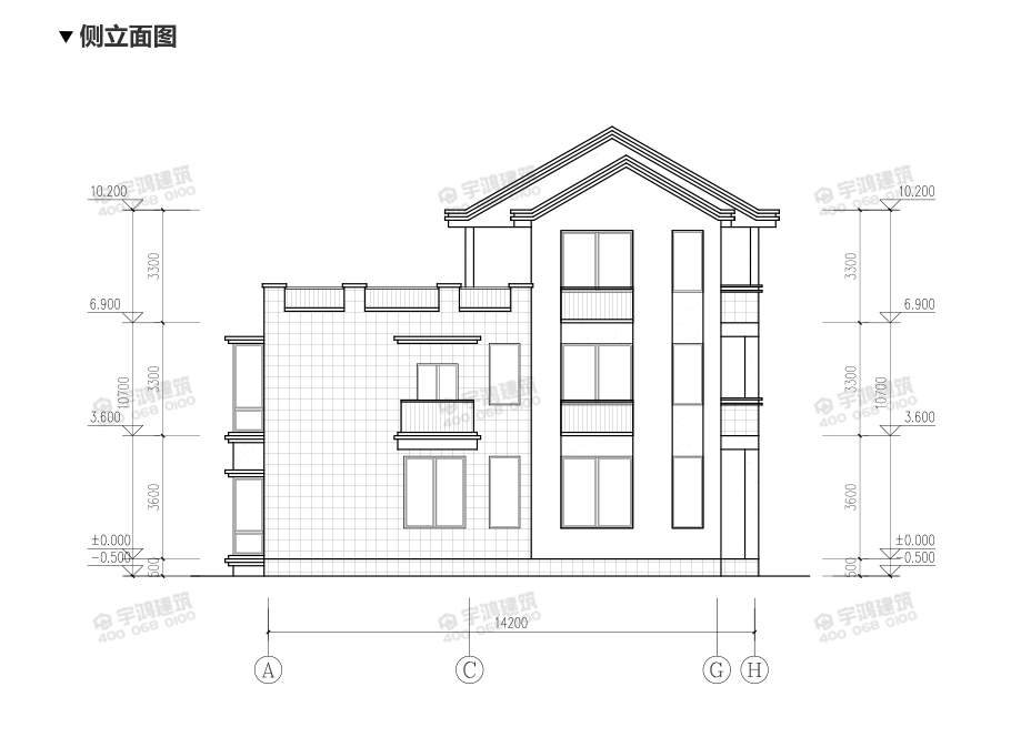 新中式豪華氣派新農(nóng)村別墅設(shè)計圖