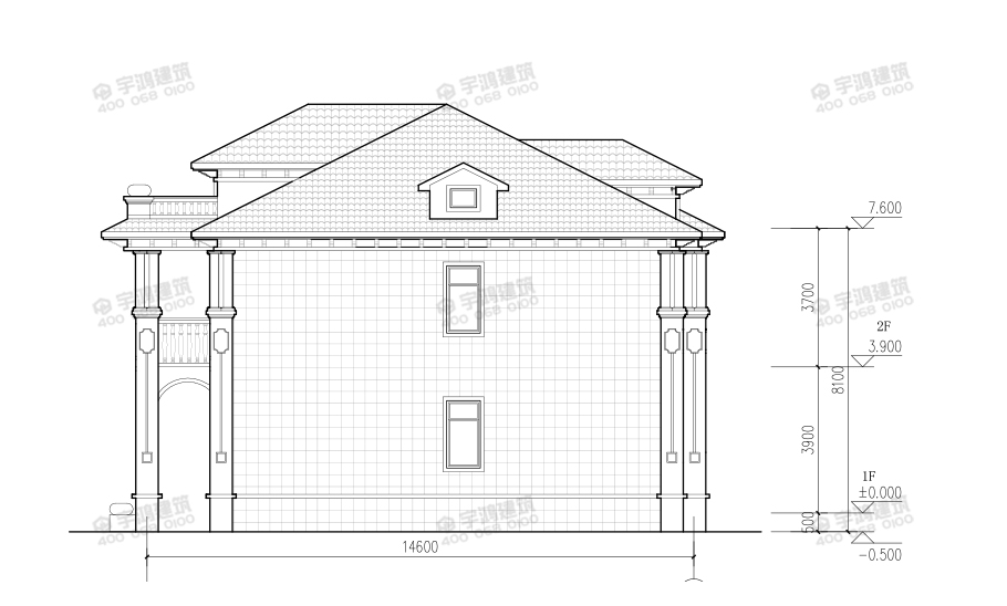 30萬帶車庫兩層歐式農村別墅設計圖