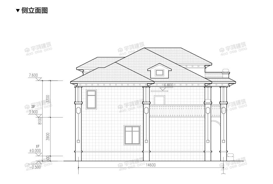 30萬帶車庫兩層歐式農村別墅設計圖