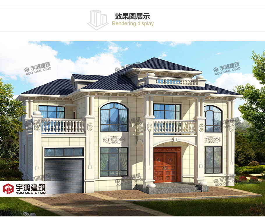 30萬帶車庫兩層歐式農村別墅設計圖