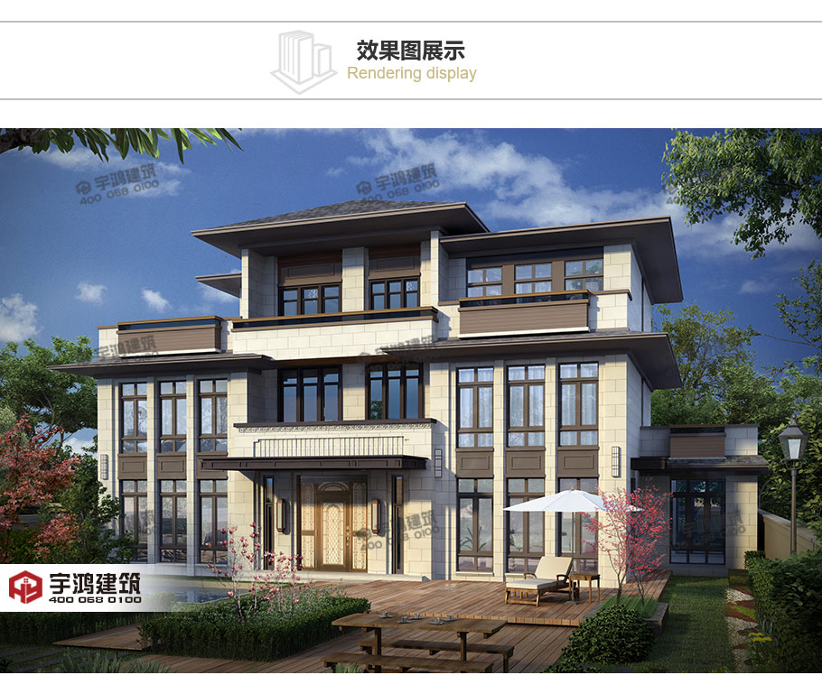 新亞洲風格三層農(nóng)村自建別墅設(shè)計圖紙