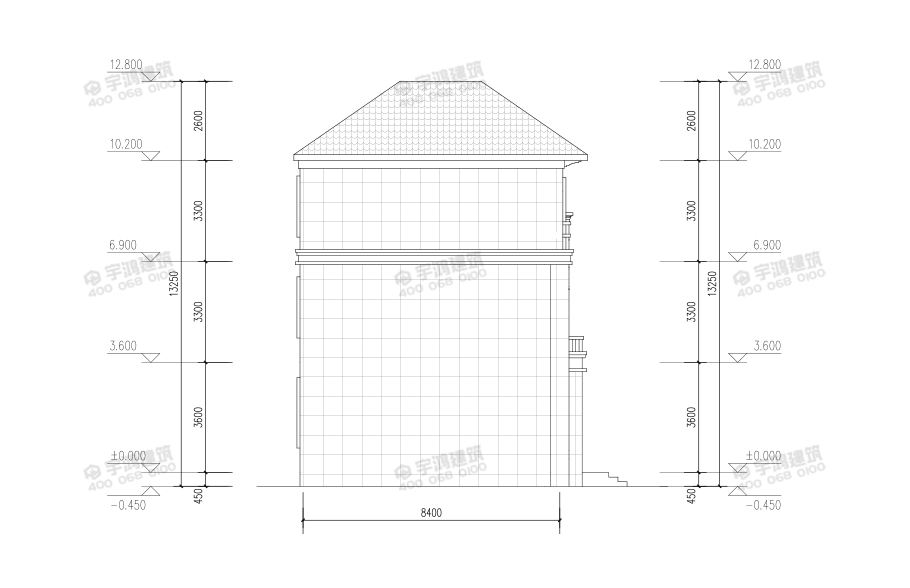 2019年新款110平米三層復式客廳農村別墅設計圖紙