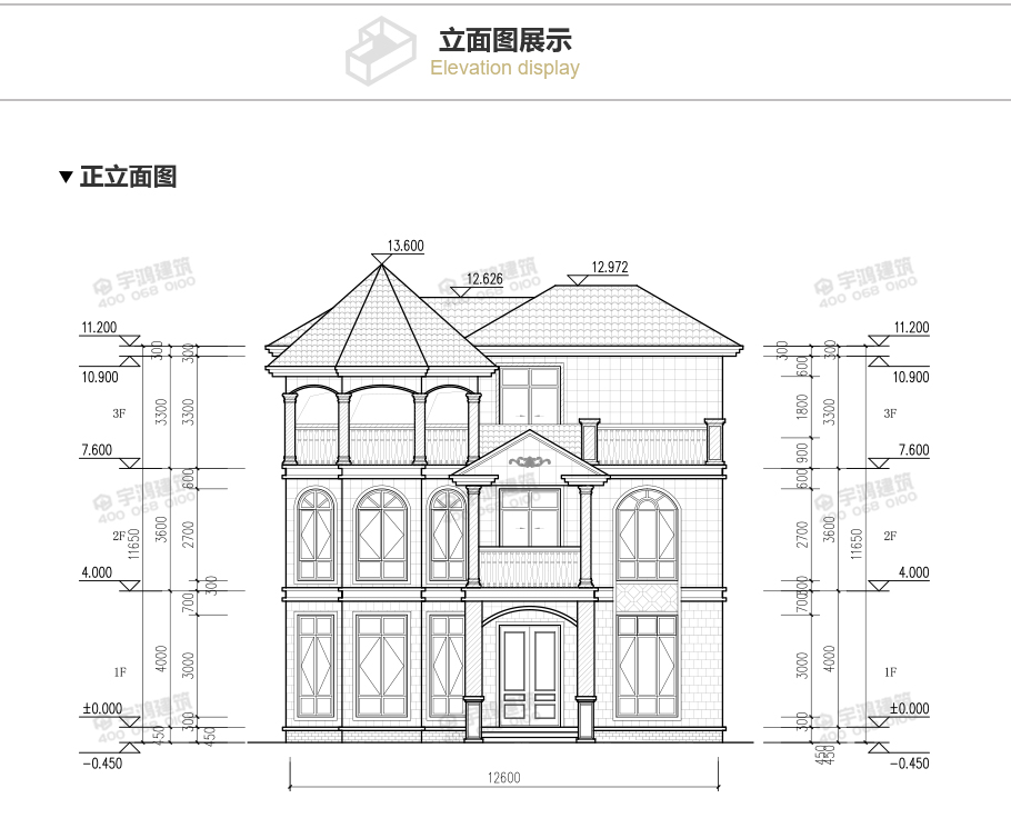130平帶涼亭農村三層別墅設計圖紙及效果圖