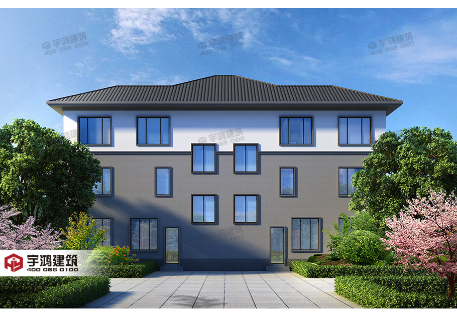 2019年新款農村現(xiàn)代雙拼別墅設計圖紙及效果圖