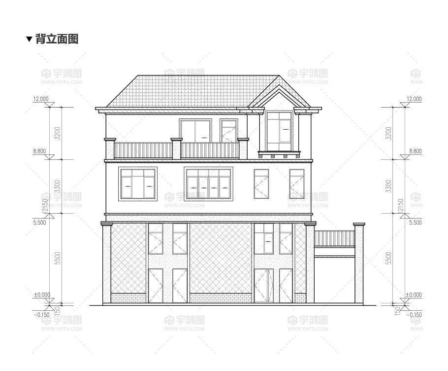 135平帶商鋪的三層美式別墅設(shè)計(jì)圖紙，精致美觀