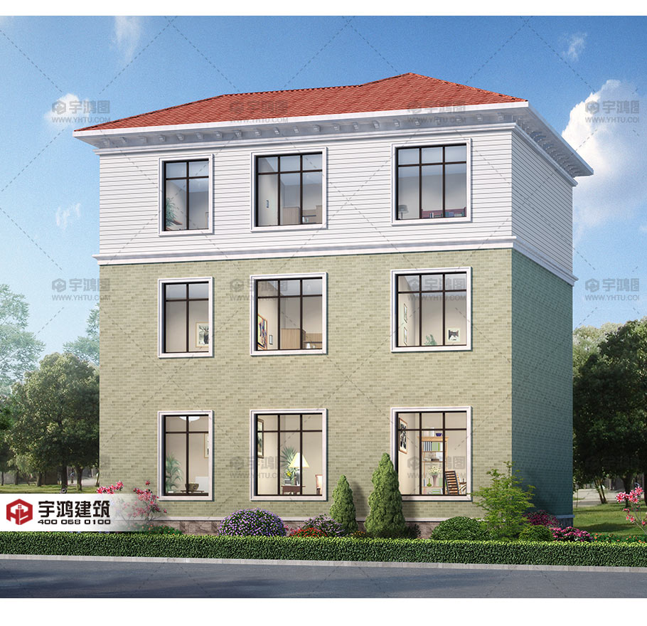 112平漂亮實用鄉村別墅設計圖紙及效果圖，框架結構