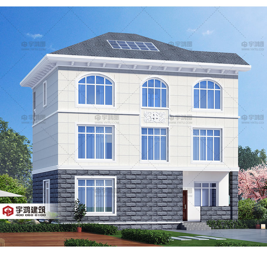 120平方米帶客廳中空農村房屋設計圖紙，外觀高端大氣