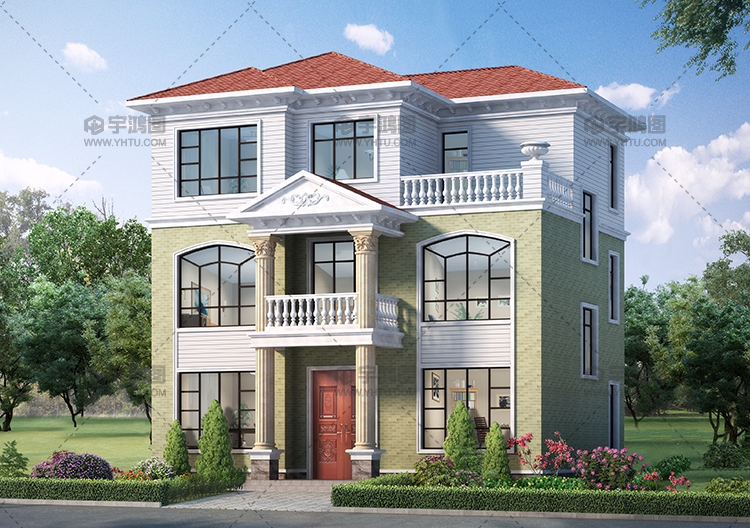 112平漂亮實用鄉村別墅設計圖紙及效果圖，框架結構