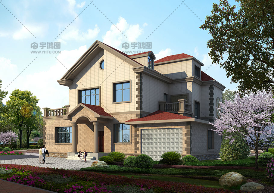 200平米帶車庫農村二層獨棟別墅設計圖紙及效果圖