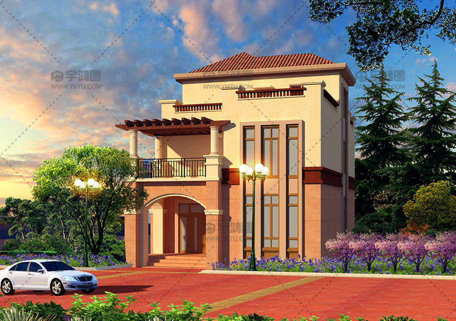 9x13米西班牙三層鄉(xiāng)村別墅設(shè)計(jì)圖紙