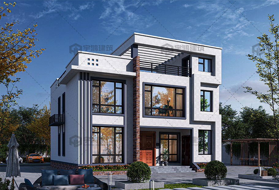 二層現(xiàn)代磚混結(jié)構(gòu)占地153平別墅設(shè)計(jì)圖紙