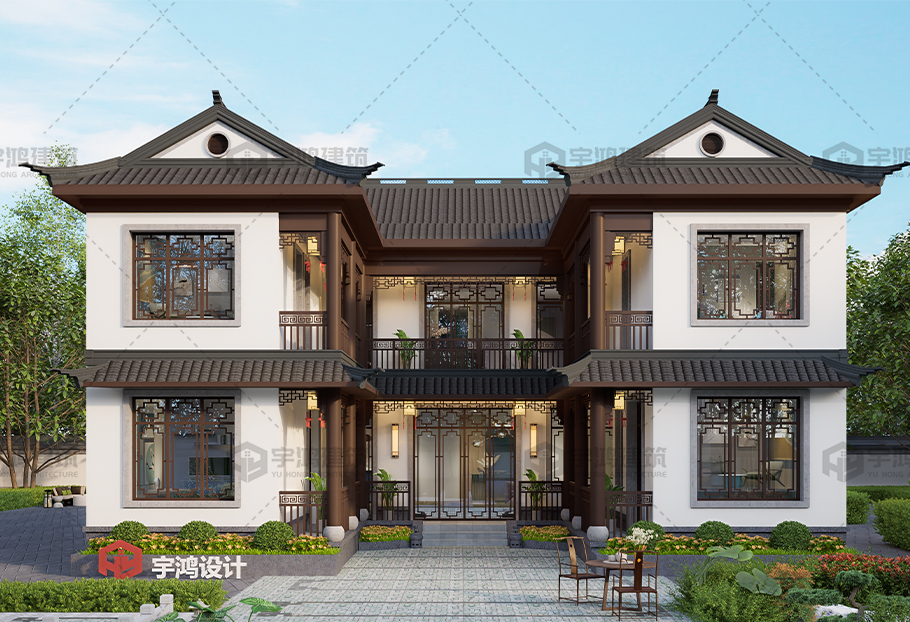 中式風(fēng)格14x11磚混結(jié)構(gòu)別墅設(shè)計(jì)圖紙