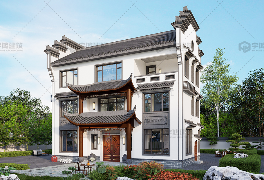 中式風(fēng)格14x8磚混別墅設(shè)計(jì)圖紙