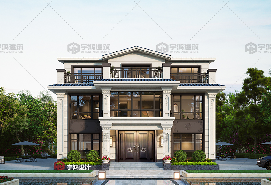 新中式風(fēng)格12x12磚混結(jié)構(gòu)別墅設(shè)計(jì)圖紙