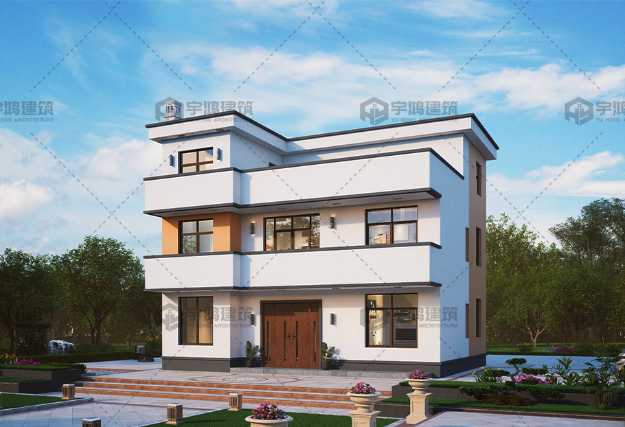 進深9.82米三層現代小別墅全套圖紙