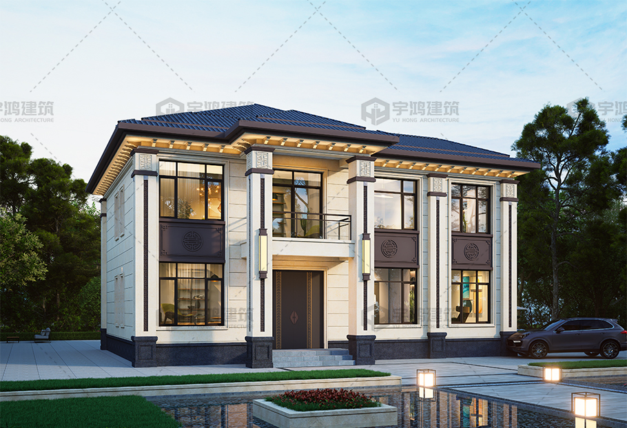 占地約180平方新中式磚混二層別墅全套圖紙